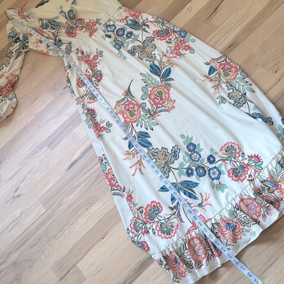 Boston Proper Boho Floral Ruffle Neck Floral Maxi Dress 8 - Picture 10 of 10